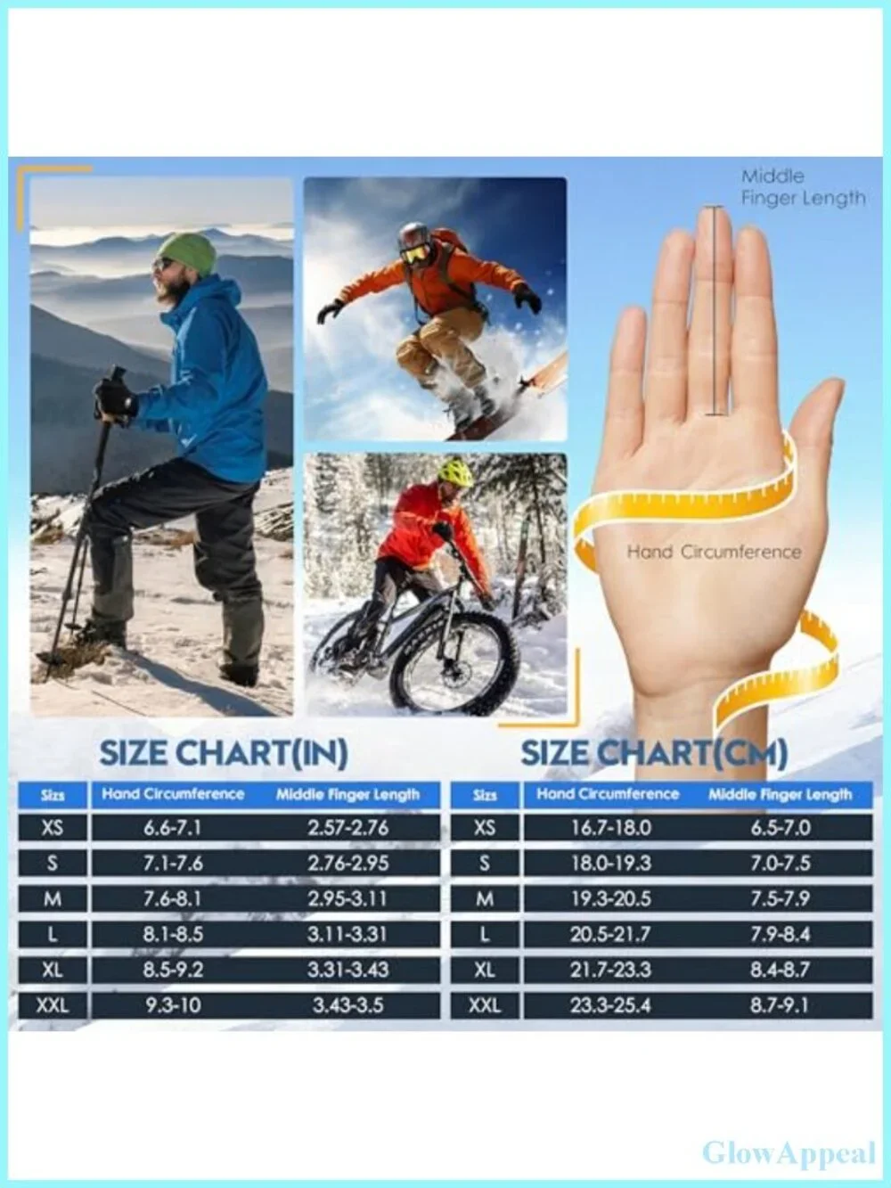 Winter Gloves with 3M Thermal Insulation, Lycra Fabric, Touchscreen, Anti-Slip